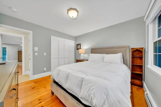 a bedroom with bed and window
