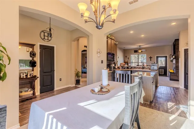 a view of a dining area with furniture
