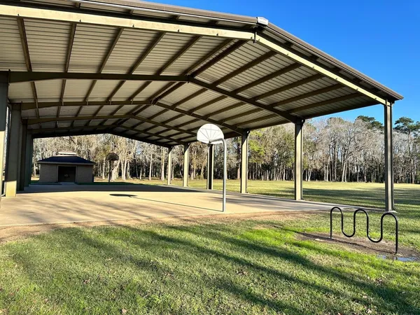 a view of a park with swings