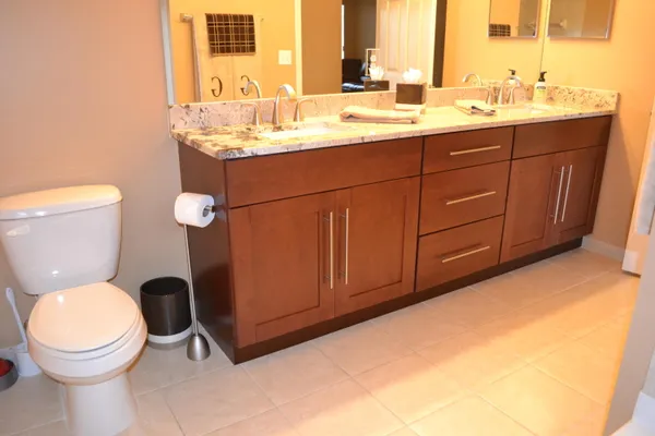 a view of a lake with a big yard