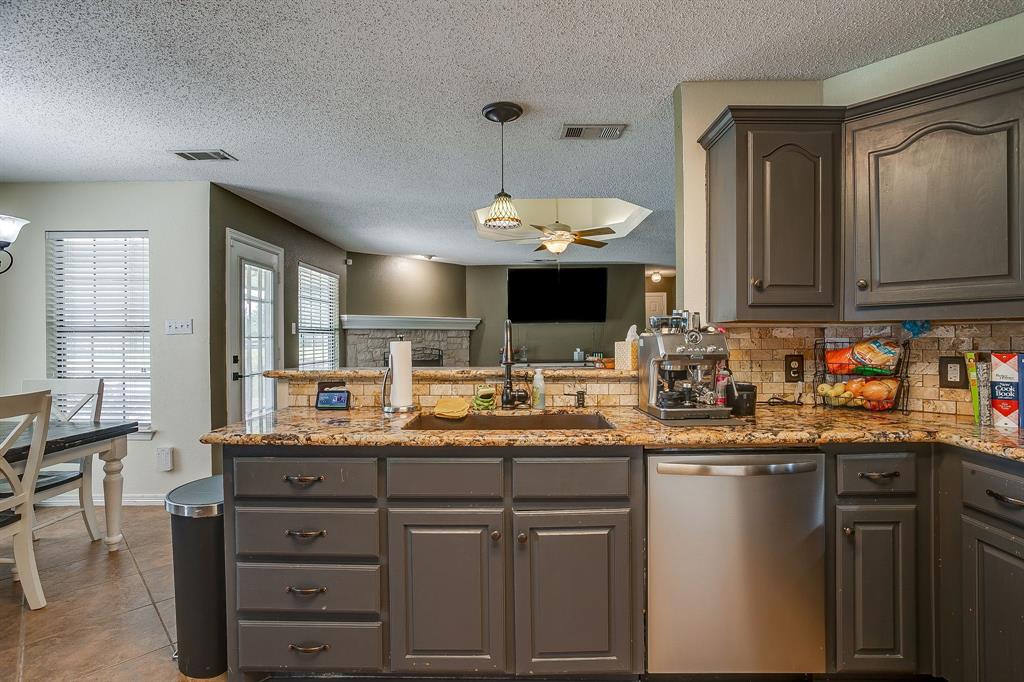 1050 Hampel Road Palmer, TX 75152 - Photo 18 of 35 a kitchen with kitchen island granite countertop a sink and cabinets