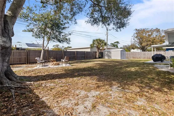 an outdoor view with patio