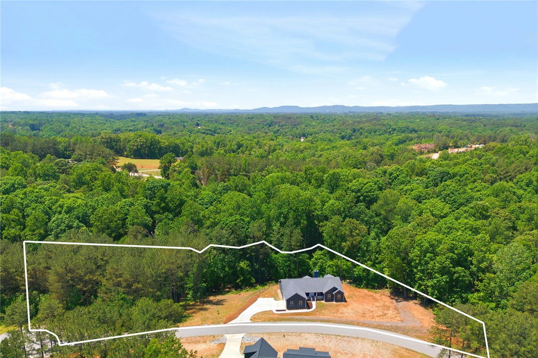912 Watercrest Road West Union, SC 29696 - Photo 43 of 49 This aerial view showcases a residential property surrounded by expansive natural woodlands and a paved driveway.