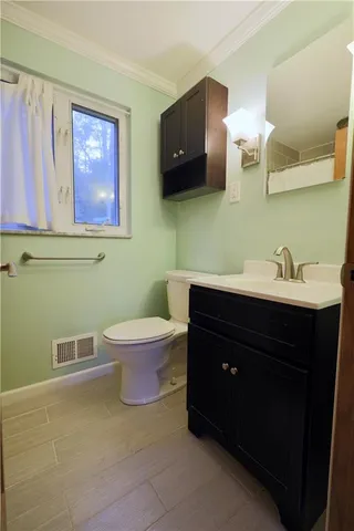a bathroom with a bathtub