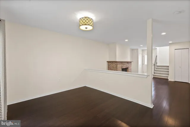 a view of kitchen with wooden floor