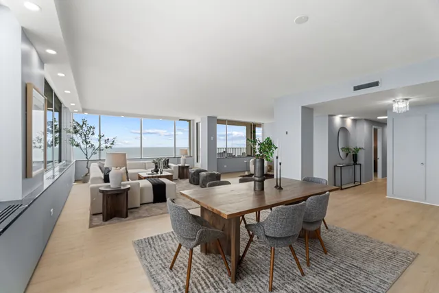 a view of a balcony with ocean view