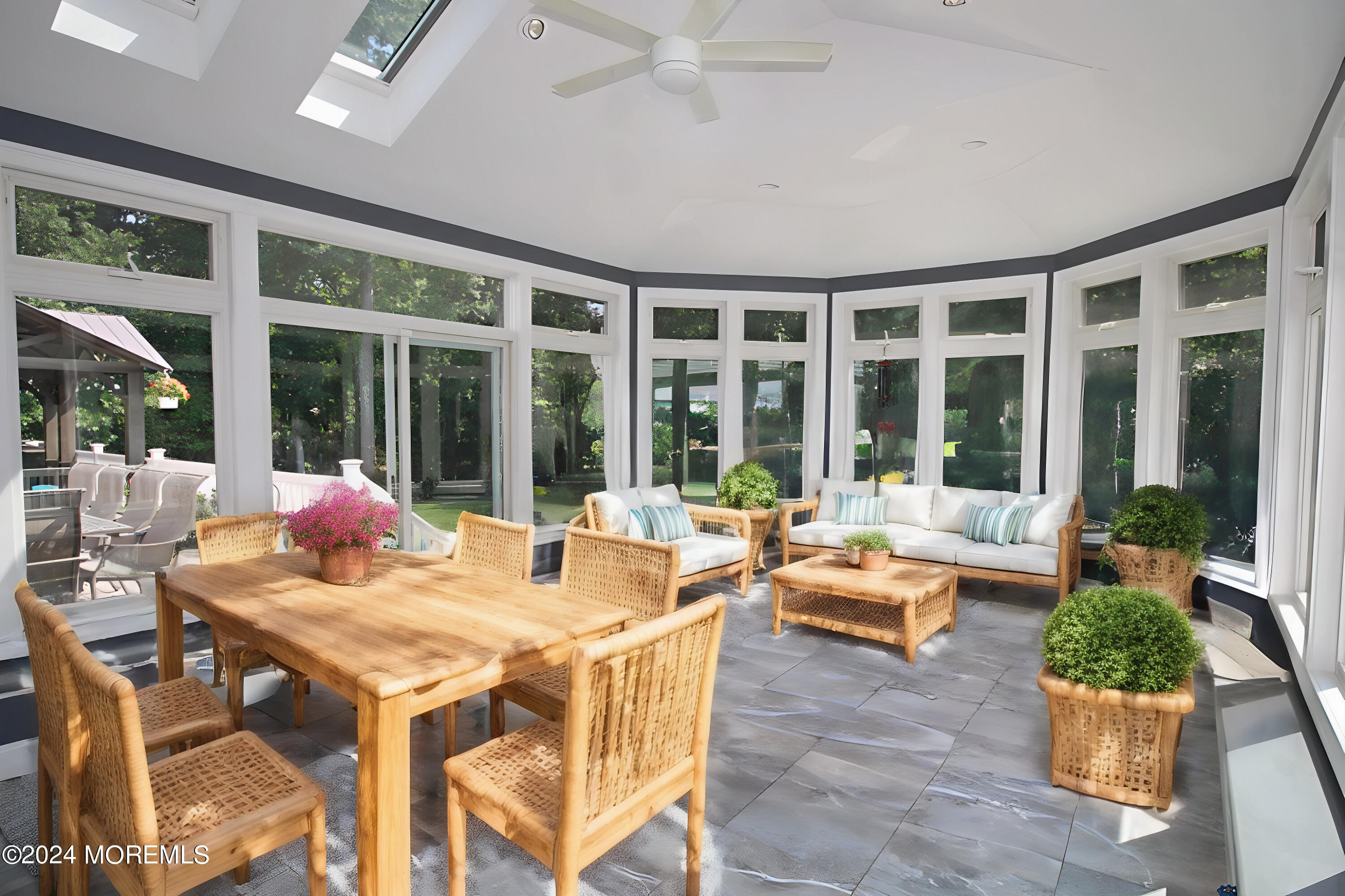 111 Wiseman Road Jackson, NJ 08527 - Photo 6 of 65 a view of a dining room with furniture large windows and garden view