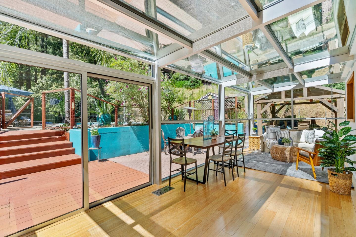 11150 Riverside Road Brookdale, CA 95005 - Photo 22 of 55 a view of a patio with swimming pool