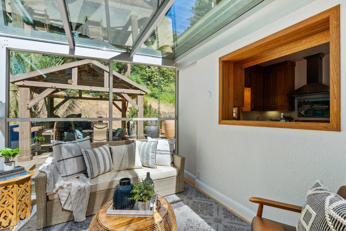 11150 Riverside Road Brookdale, CA 95005 - Photo 25 of 55 a view of a balcony with chairs and wooden floor