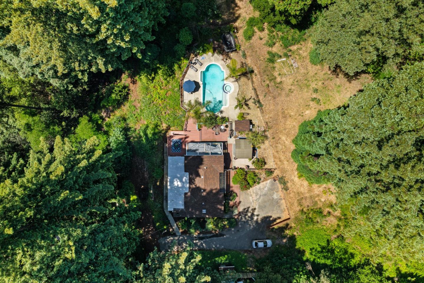 11150 Riverside Road Brookdale, CA 95005 - Photo 10 of 55 an aerial view of residential house with outdoor space
