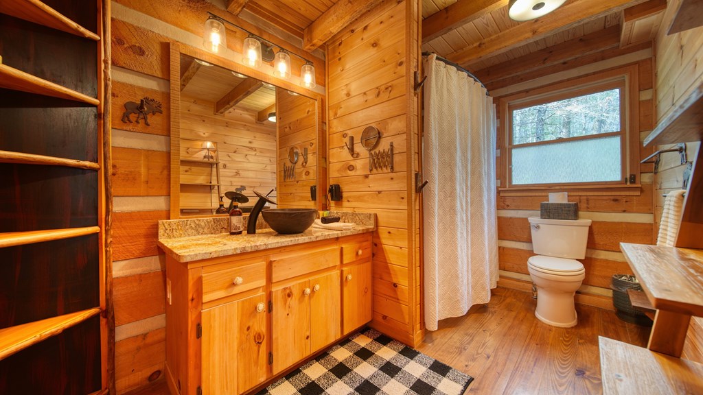 492 Chinkapin Drive Blue Ridge, GA 30513 - Photo 21 of 45 a bathroom with a sink a toilet and shower