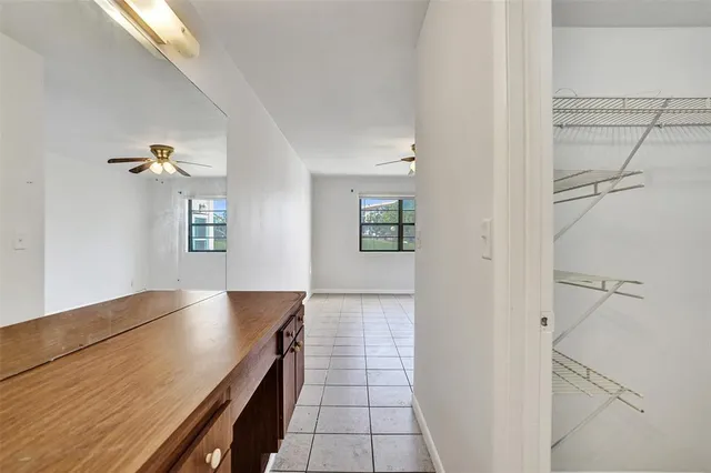 a view of a room with racks on the wall