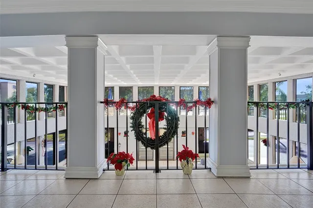 a view of a patio with swimming pool