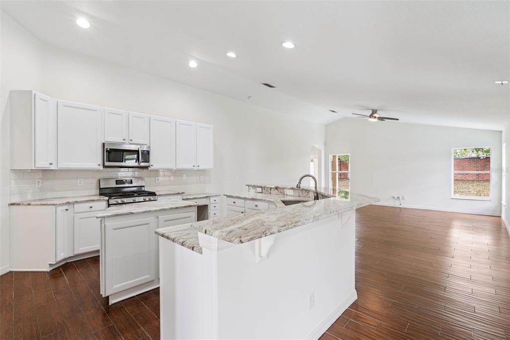 2440 Holly Ridge Court Clermont, FL 34711 - Photo 8 of 43 a kitchen with granite countertop a sink stove and cabinets