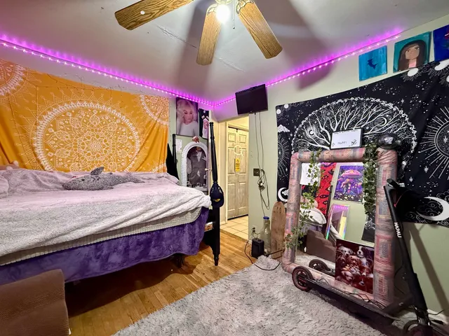 a bed room with a bed and a bed