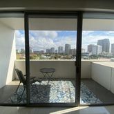 a room with a large window