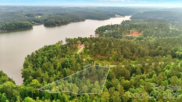 a view of a lake from a yard