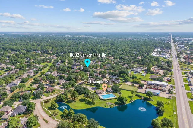 an aerial view of multiple house