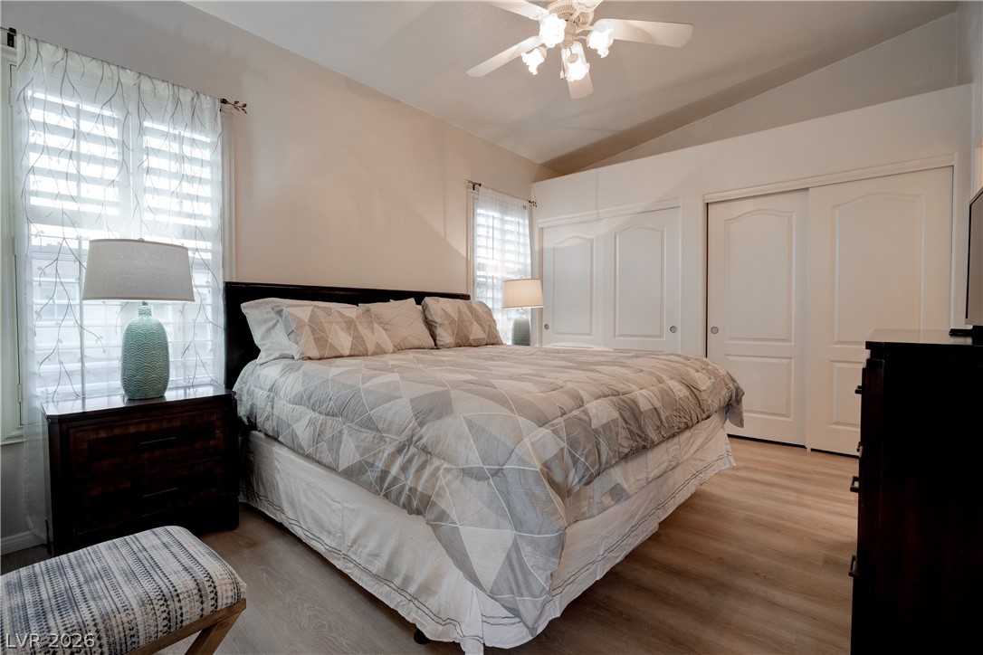 2305 West Horizon Ridge Parkway, Unit 224 Henderson, NV 89052 - Photo 19 of 41 This cozy bedroom features light-toned flooring and functional closet space.