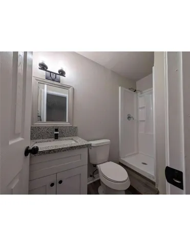 a bathroom with a toilet a sink and mirror