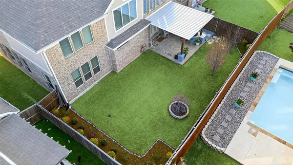an aerial view of a house