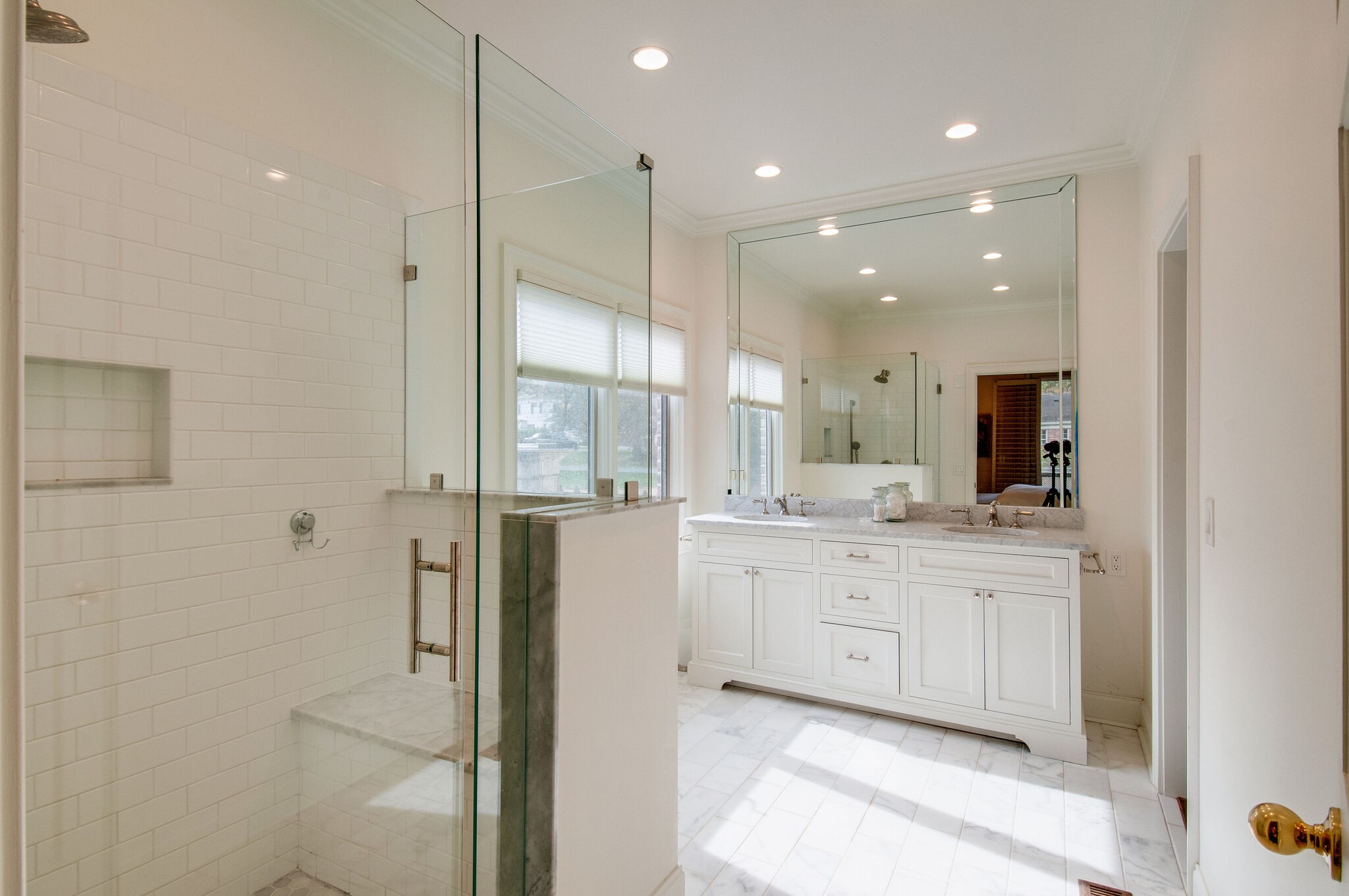 302 Page Road Nashville, TN 37205 - Photo 23 of 42 a bathroom with a granite countertop sink mirror and a bathtub