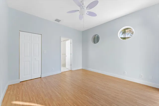a view of a livingroom with wooden floor