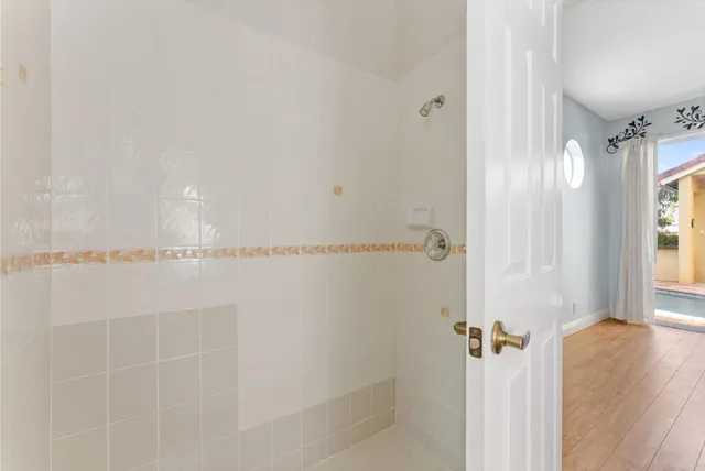 a bathroom with a shower