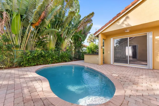 a view of a backyard with a tub