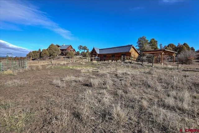 a view of an ocean and a building
