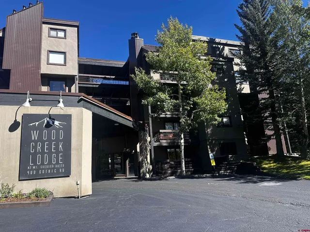 a front view of a building with street