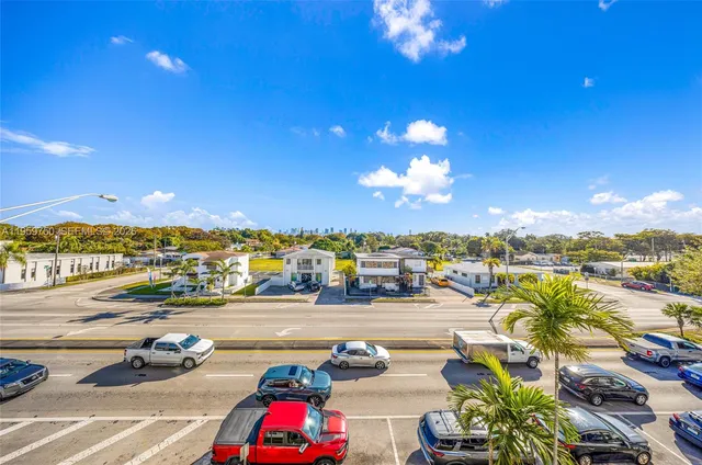 a view of a terrace with city view