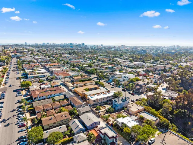 an aerial view of a city