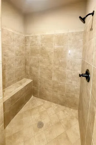 a bathroom with a bathtub