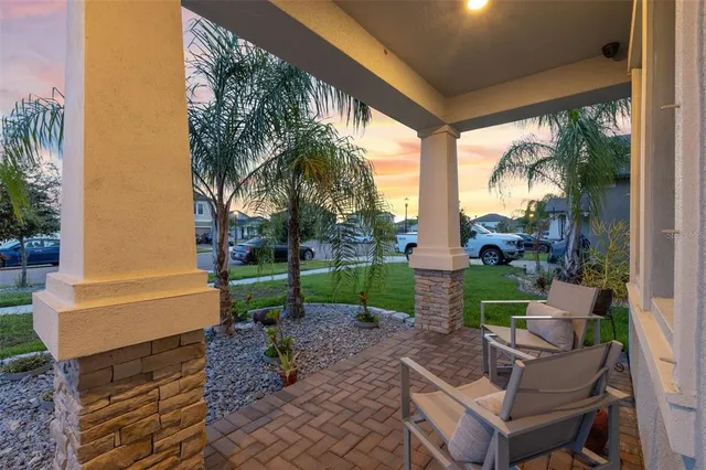 a view of backyard with green space