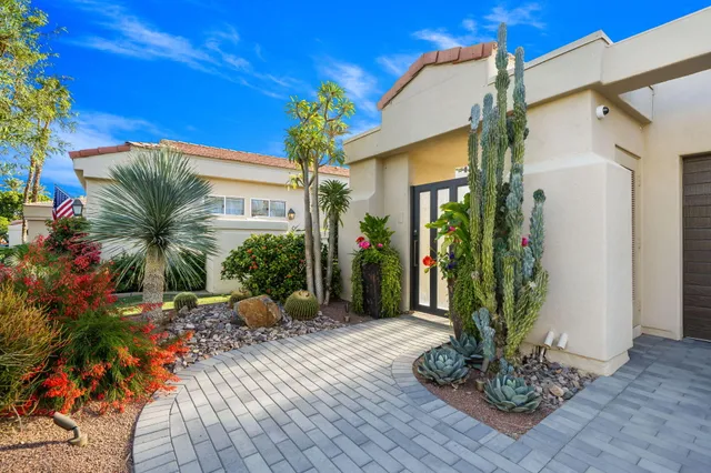 a potted plant sitting in front of a house