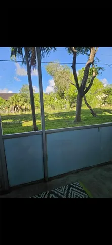 a view of an outdoor space with a window