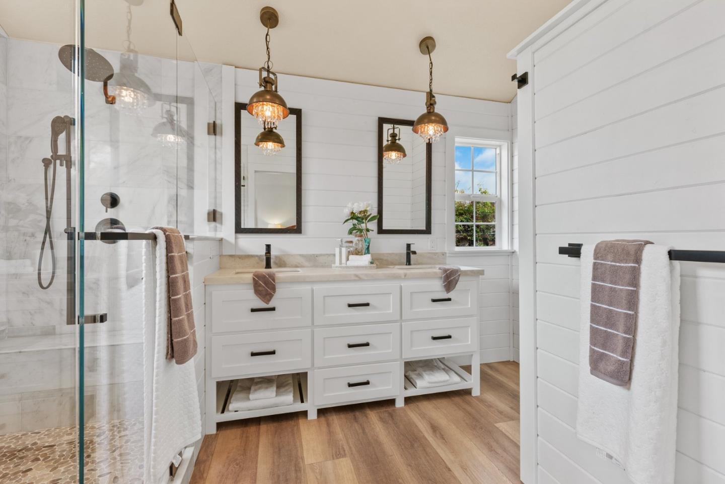 75 Paloma Drive Morgan Hill, CA 95037 - Photo 24 of 53 a bathroom with a double vanity sink mirror and shower