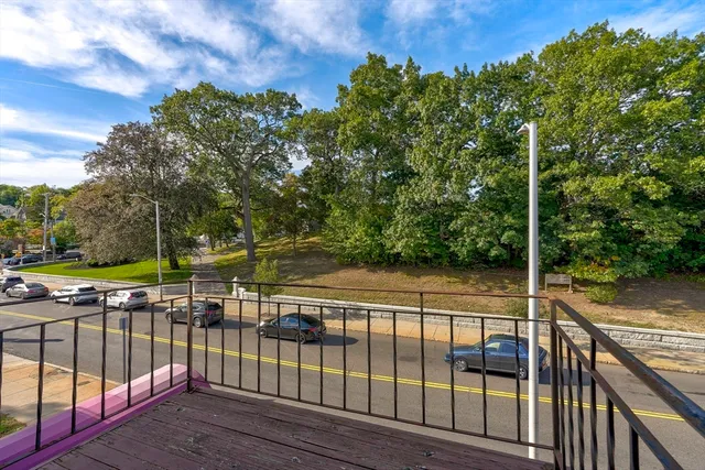 a view of a balcony with lake view