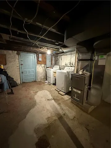 a view of a garage with storage