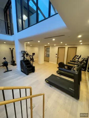 a large hall with exercise machine