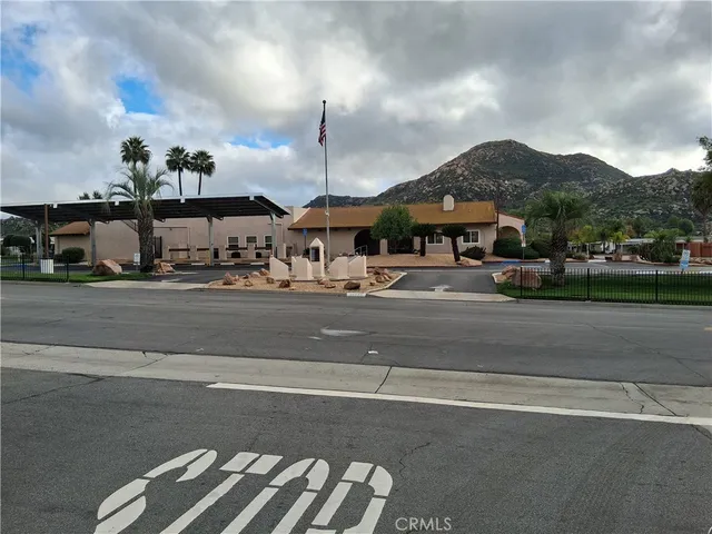 a front view of a building with street view