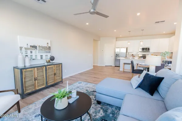 a living room with furniture