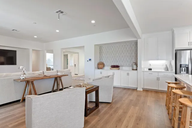 a view of a terrace with wooden floor and a terrace view