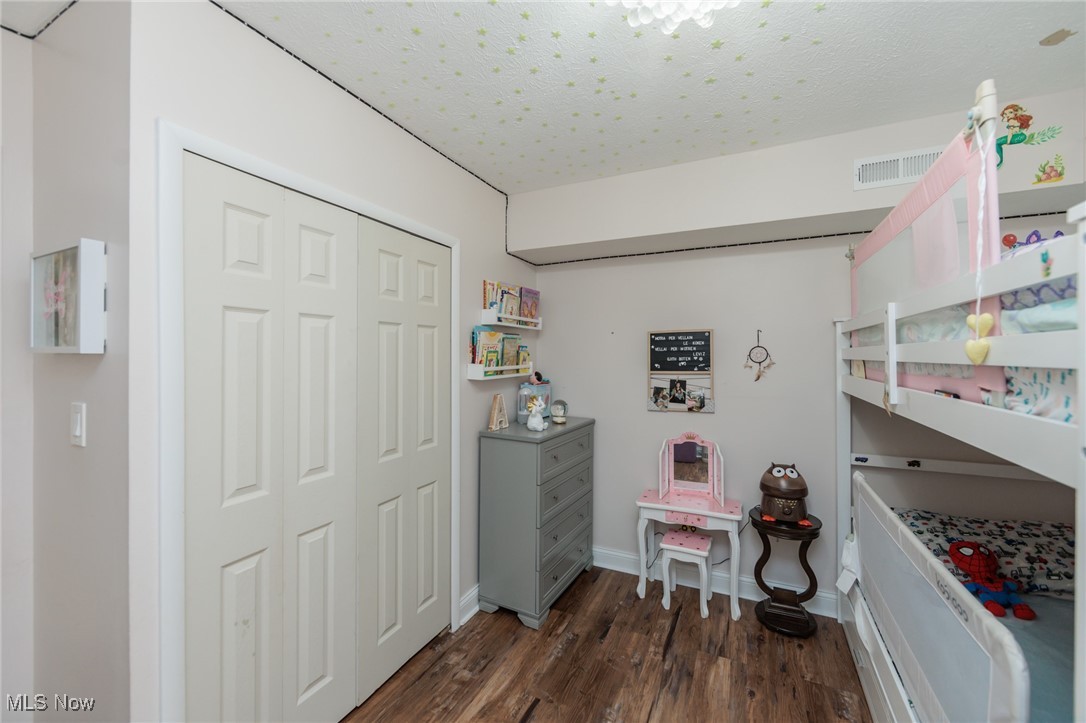 22958 Maple Ridge Road, Unit 209 North Olmsted, OH 44070 - Photo 27 of 38 Bedroom featuring dark wood-style floors, a closet, and a textured ceiling