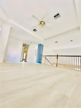 a view of a room with a window