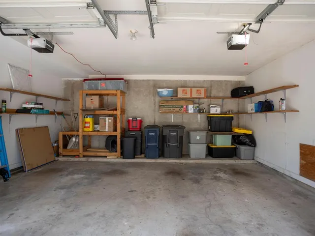 a view of garage with a window
