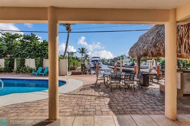 a outdoor space with lots of tables and chairs