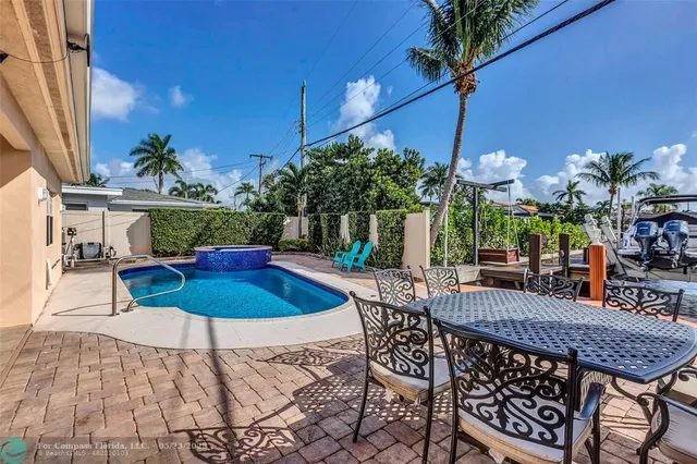 a view of a chairs and table in the patio