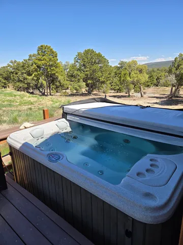 a view of a balcony with mountain view